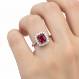 Anillo Piedra Natural Rectangular con Circonias Rubi / 6