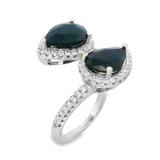 Anillo Piedra Natural de Gota con Circonias Rubi / 6