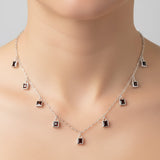 Collar de Plata con Colgantes de Circonia Azul