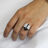 Anillo Plata de Catarina con Cristal Blanco y Rosa / 9