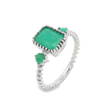 Anillo Piedra Natural Rectangular Esmeralda / 6