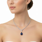 Juego de Plata con Circonia Gota Azul