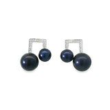 Arete Nota Musical de Perla con Circonia Blanco