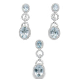 Juego Largo de Piedra Natural Con circonias Amatista