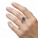 Anillo Rectangular de Piedra Preciosa Esmeralda / 6