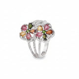 Anillo De Flor Con Piedras Preciosas Turmalinas 8