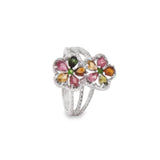 Anillo De Flor Con Piedras Preciosas Turmalinas 8