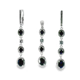 Juego de Piedra Natural con Circonias Zafiro