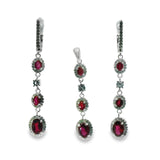Juego de Piedra Natural con Circonias Rubi