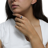 Anillo Gota de Piedra Natural y Circonias