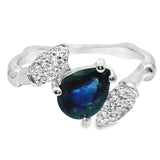 Anillo Gota de Piedra Natural y Circonias Esmeralda / 8