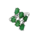 Anillo de Piedra Natural Ovalo con Circonias Esmeralda / 9
