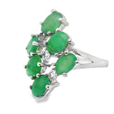 Anillo de Piedra Natural Ovalo con Circonias Esmeralda / 9