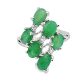 Anillo de Piedra Natural Ovalo con Circonias Esmeralda / 9