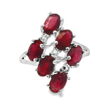 Anillo de Piedra Natural Ovalo con Circonias Esmeralda / 8