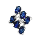 Anillo de Piedra Natural Ovalo con Circonias Esmeralda / 7