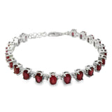 Pulsera Piedra Natural Ovalo con Circonias Rubi
