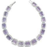 Pulsera de Piedra Natural Rectangular con Circonias Amatista