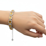 Pulsera de Piedra Natural Rectangular con Circonias Amatista