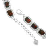 Pulsera de Piedra Natural Rectangular con Circonias Amatista