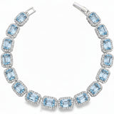 Pulsera de Topaz Azul Rectangular con Circonias
