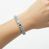 Pulsera de Topaz Azul Rectangular con Circonias