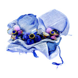 Seda natural con Flores en Piedra Cafe con Flores Rojas