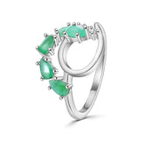 Anillo De Plata Con Piedras Preciosas #6 / Esmeralda
