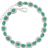 Pulsera de Piedra Natural Ovalo con Circonias Esmeralda