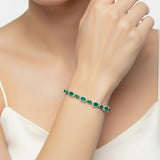 Pulsera de Piedra Natural Ovalo con Circonias Esmeralda