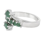 Anillo De Plata Con Piedras Preciosas #6.5 / Esmeralda