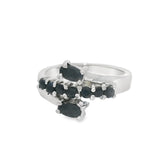 Anillo De Plata Con Piedras Preciosas #6.5 / Esmeralda