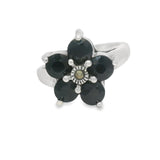 Anillo Flor Con Marquesita y Piedras Preciosas #6 / Rubí