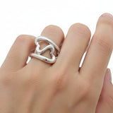 Anillo de Plata Con Doble Corazón 7