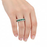 Anillo Piedra Natural Esmeralda Con Circonia Esmeralda / 6