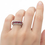 Anillo Piedra Natural Rubí Con Circonia