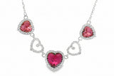 Collar de Circonia con Corazones Azul