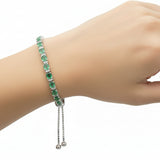 Pulsera De Piedra Natural Esmeralda Con Circonia
