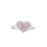 Anillo Circonia de Corazón Rosa / 6