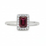 Anillo Cuadrado De Piedra Natural Rubí Con Circonia