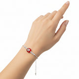 Pulsera con Ojo Turco y Bolitas de Plata