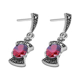 Arete de Marquesita y Circonia Rojo