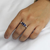 Anillo Piedra Natural con Circonias Zafiro / 6