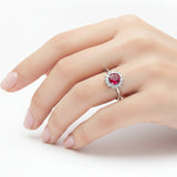 Anillo Flor Rubí Piedras Preciosas Con Circonia