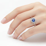 Anillo Flor Zafiro Piedras Preciosas Con Circonia