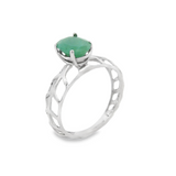 Anillo de Plata con Piedra Natural Redonda Esmeralda / 6