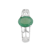 Anillo de Plata con Piedra Natural Redonda Esmeralda / 6