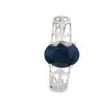 Anillo de Plata con Piedra Natural Redonda Esmeralda / 6