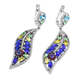 Aretes De Plata Con Piedras Preciosas Circonia-Aquamarina-Amatista