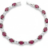 Pulsera De Piedra Natural Rubí Con Circonia